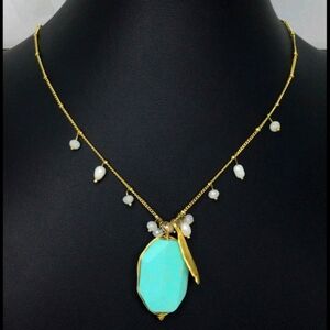 Cara N.Y. Faux Turquoise Charm Necklace 17"